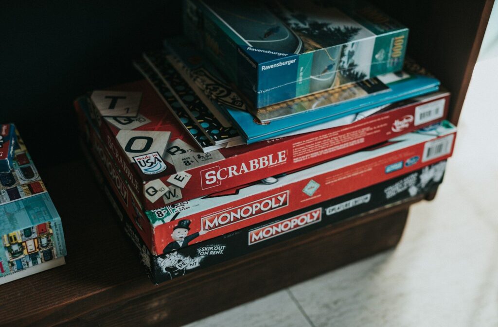 red and blue labeled box