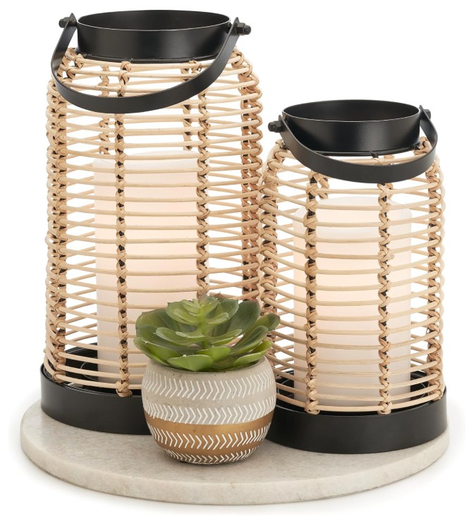 Boho decor Rattan Boho Lanterns