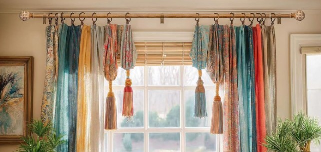 Boho decor curtain Rod