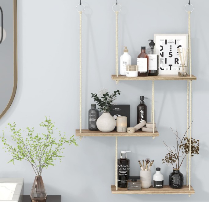 Boho decor plant shelf