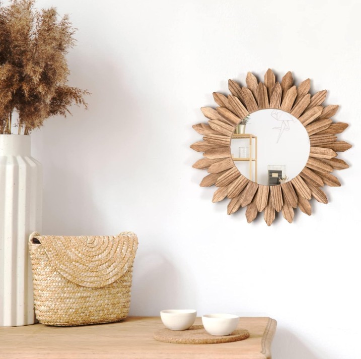 Bohemian Decorating; Boho decor wood mirror