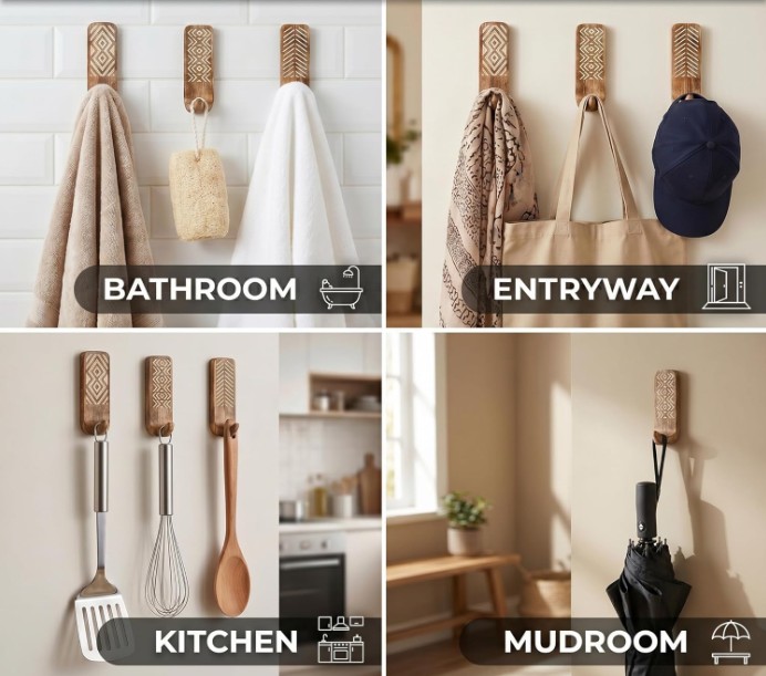 Boho wood hooks