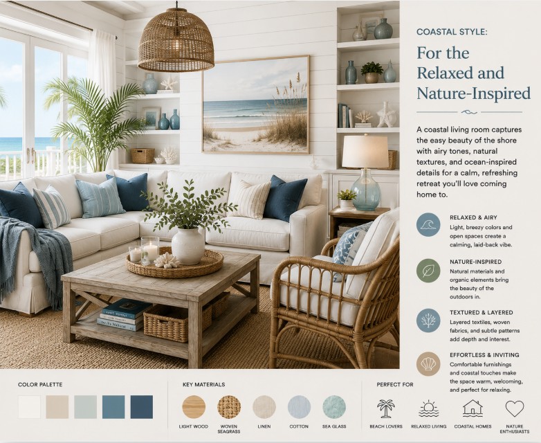 Home Decor Theme; COASTAL STYLE DECOR
