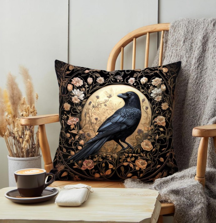 crow pillow