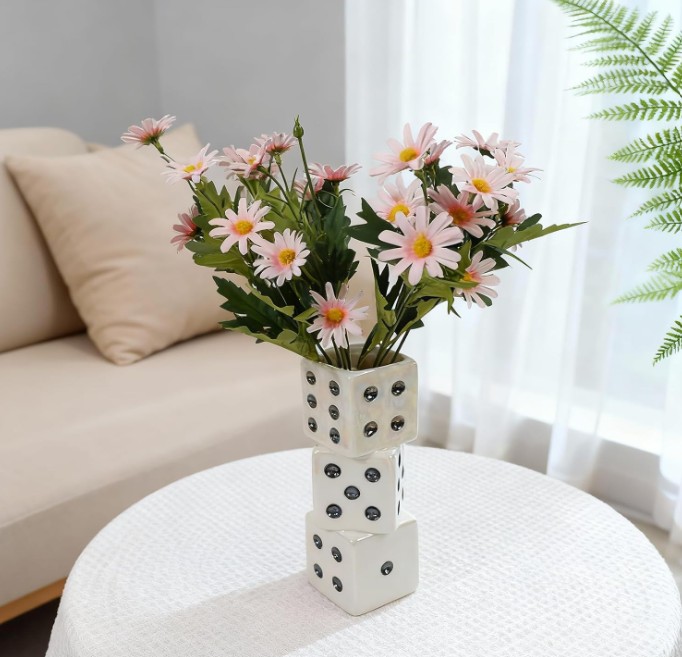eclectic decor dice vase