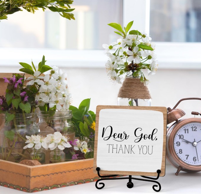 modern farmhouse decor; dear God Thank You