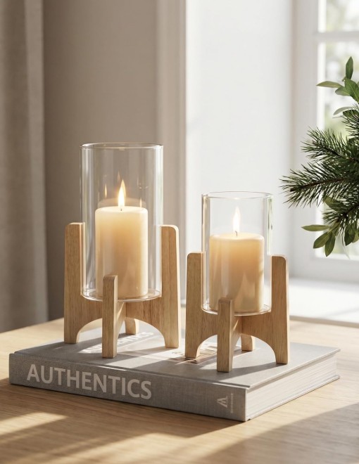 organic modern Hurricane Glass Candle Holders