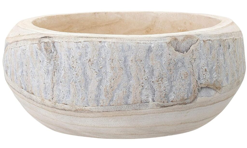 Organic Modern Decorating; organic modern Whitewashed Decorative Wood Bowl