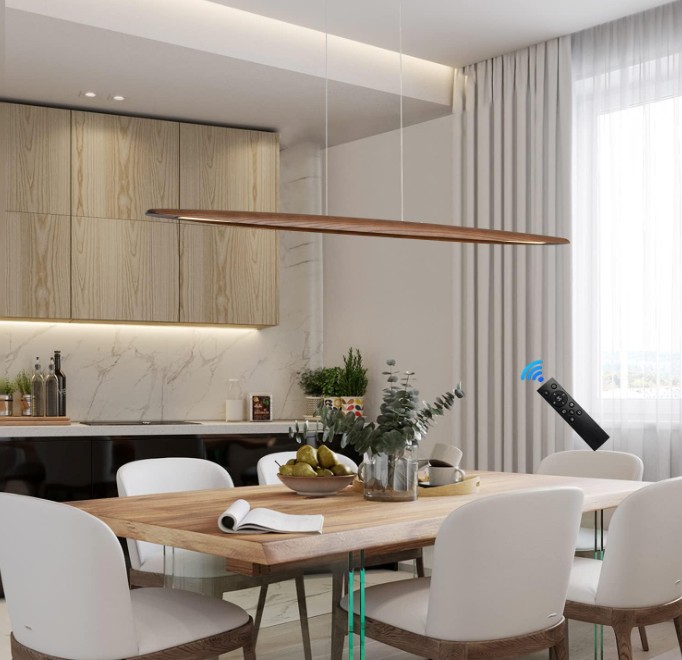 organic modern Wood Linear Pendant Light