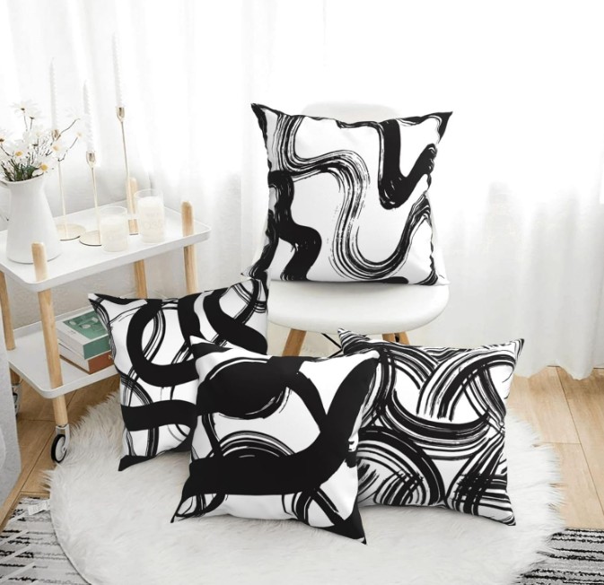 Accessories for a Chic Black and White Home; Black and White Striped Throw Pillow Covers