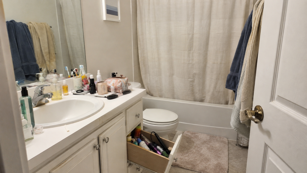 Spa-Inspired Bathroom_cluttered